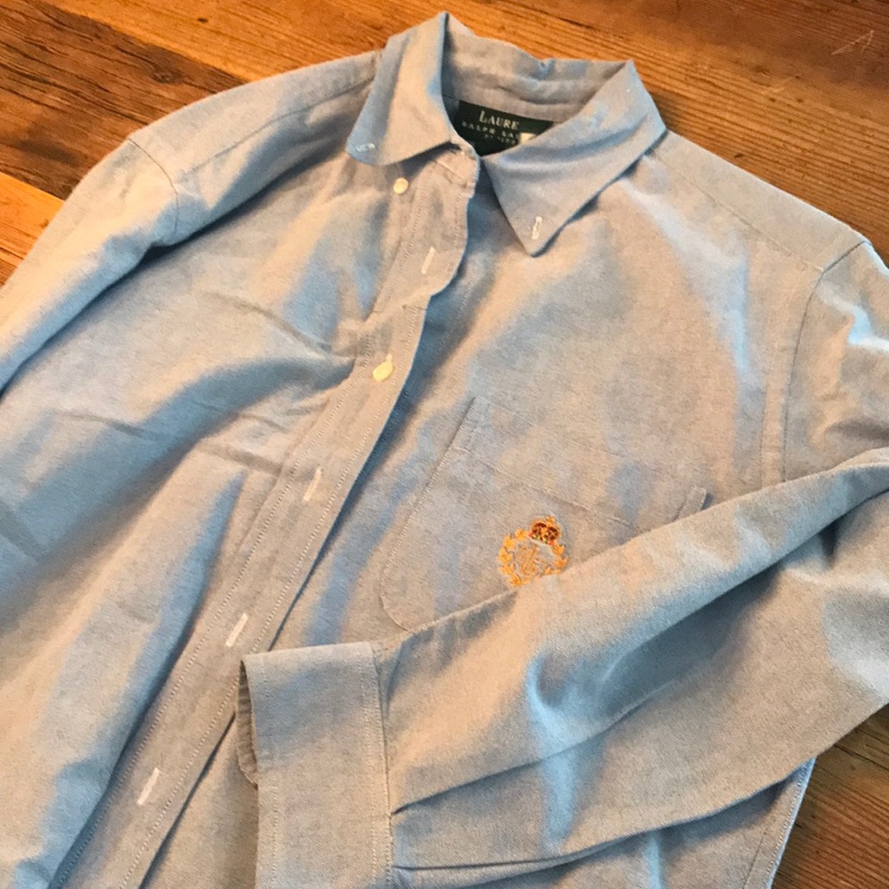Blue button down blouse